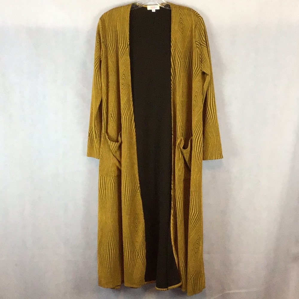 LuLaRoe Shara Mustard Metallic Duster Cardigan 🛍